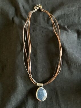 Silpada Sterling Leather and Blue Jade Necklace